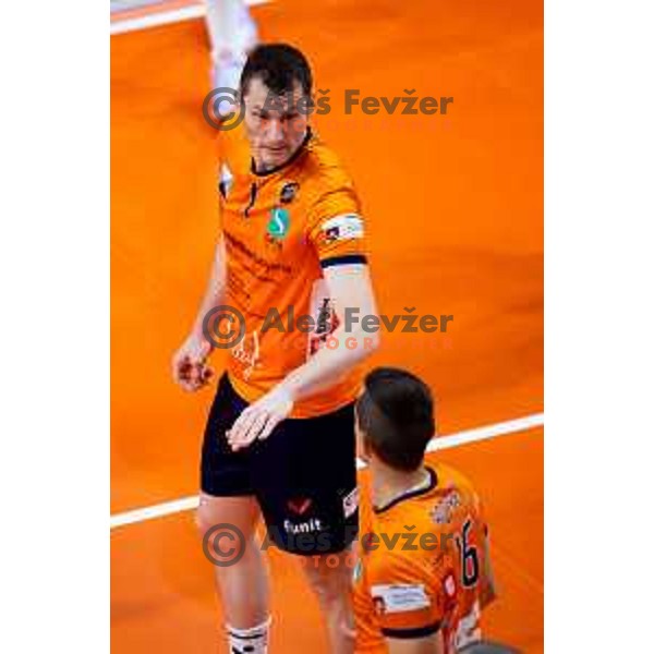 Toncek Stern of ACH Volley in action during CEV Men\'s Champions League 2026 Early Stage volleyball match between ACH Volley (SLO) and Dinamo Bucuresti (ROM) in Tivoli Hall, Ljubljana, Slovenia on November 13, 2025. Photo: Filip Barbalic
