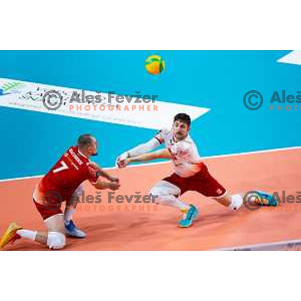 Mircea Paul Peta of Dinamo Bucuresti in action during CEV Men\'s Champions League 2026 Early Stage volleyball match between ACH Volley (SLO) and Dinamo Bucuresti (ROM) in Tivoli Hall, Ljubljana, Slovenia on November 13, 2025. Photo: Filip Barbalic