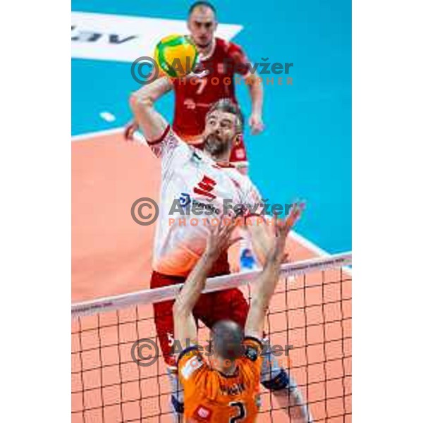 Razvan Florentin Mihalcea of Dinamo Bucuresti in action during CEV Men\'s Champions League 2026 Early Stage volleyball match between ACH Volley (SLO) and Dinamo Bucuresti (ROM) in Tivoli Hall, Ljubljana, Slovenia on November 13, 2025. Photo: Filip Barbalic