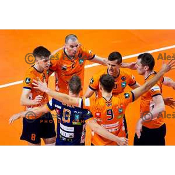 Alen Pajenk of ACH Volley in action during CEV Men\'s Champions League 2026 Early Stage volleyball match between ACH Volley (SLO) and Dinamo Bucuresti (ROM) in Tivoli Hall, Ljubljana, Slovenia on November 13, 2025. Photo: Filip Barbalic