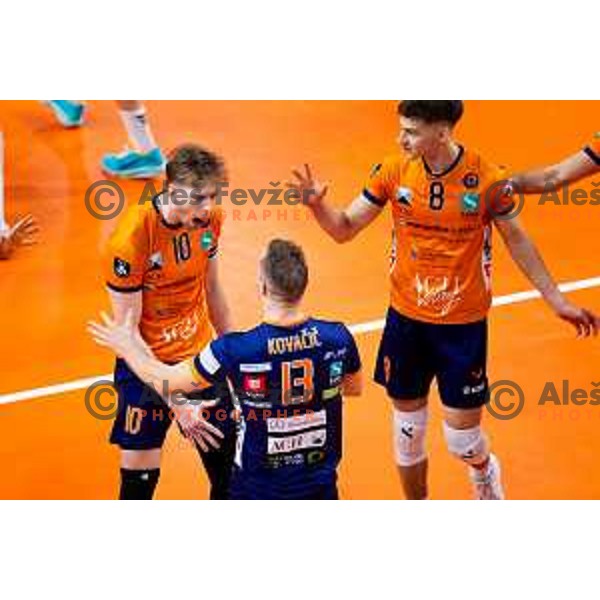 Janz Janez Krzic of ACH Volley in action during CEV Men\'s Champions League 2026 Early Stage volleyball match between ACH Volley (SLO) and Dinamo Bucuresti (ROM) in Tivoli Hall, Ljubljana, Slovenia on November 13, 2025. Photo: Filip Barbalic