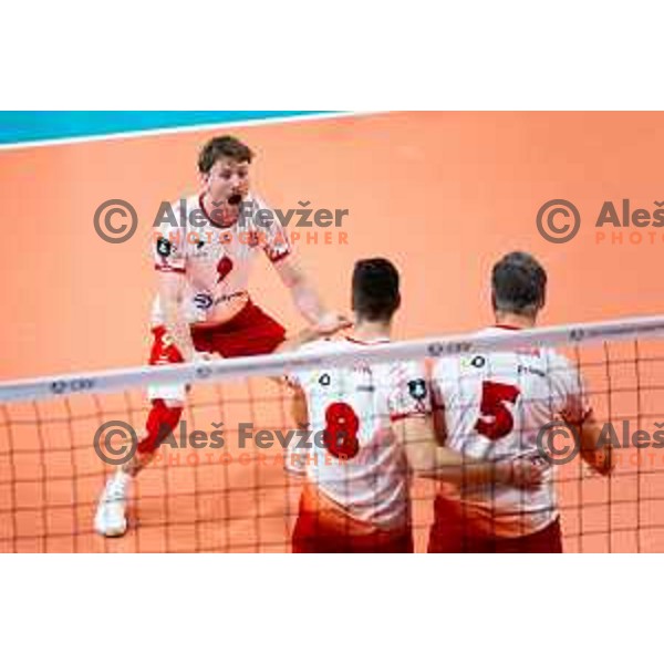 Eric Burggraf of Dinamo Bucuresti in action during CEV Men\'s Champions League 2026 Early Stage volleyball match between ACH Volley (SLO) and Dinamo Bucuresti (ROM) in Tivoli Hall, Ljubljana, Slovenia on November 13, 2025. Photo: Filip Barbalic