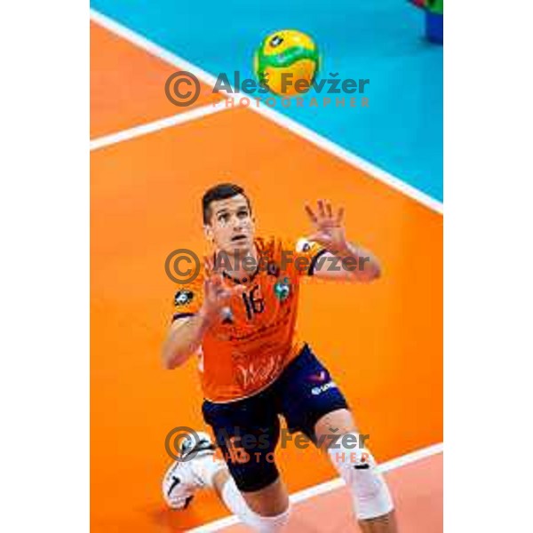 Gregor Ropret of ACH Volley in action during CEV Men\'s Champions League 2026 Early Stage volleyball match between ACH Volley (SLO) and Dinamo Bucuresti (ROM) in Tivoli Hall, Ljubljana, Slovenia on November 13, 2025. Photo: Filip Barbalic