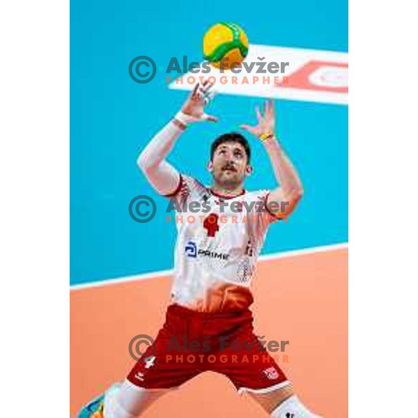 Mircea Paul Peta of Dinamo Bucuresti in action during CEV Men\'s Champions League 2026 Early Stage volleyball match between ACH Volley (SLO) and Dinamo Bucuresti (ROM) in Tivoli Hall, Ljubljana, Slovenia on November 13, 2025. Photo: Filip Barbalic