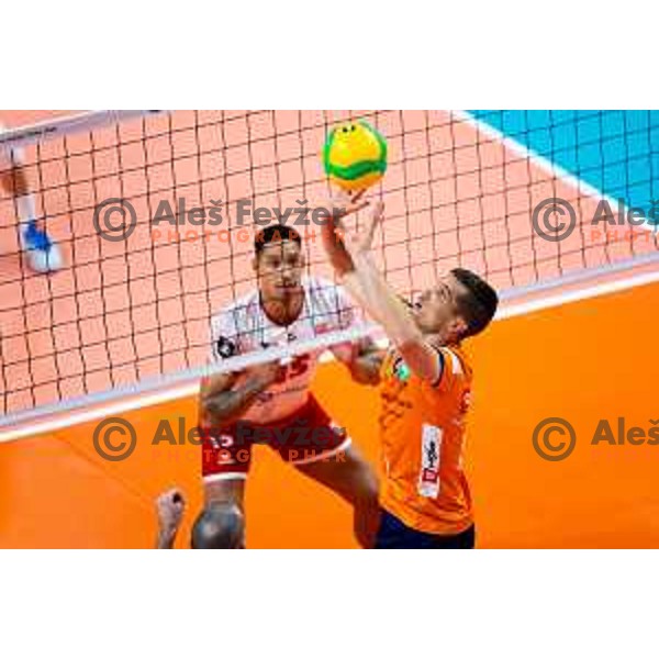 Gregor Ropret of ACH Volley in action during CEV Men\'s Champions League 2026 Early Stage volleyball match between ACH Volley (SLO) and Dinamo Bucuresti (ROM) in Tivoli Hall, Ljubljana, Slovenia on November 13, 2025. Photo: Filip Barbalic