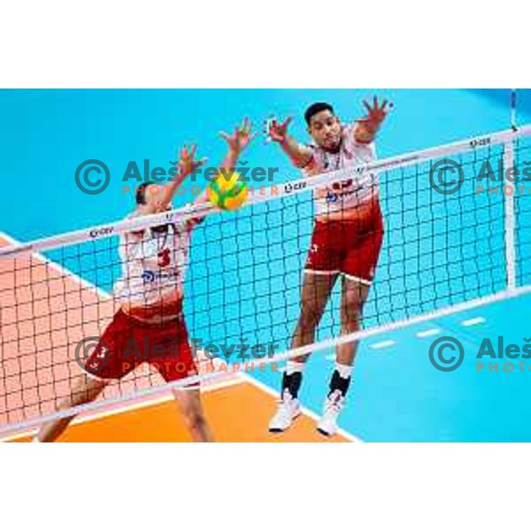 Jonatas Cardoso of Dinamo Bucuresti in action during CEV Men\'s Champions League 2026 Early Stage volleyball match between ACH Volley (SLO) and Dinamo Bucuresti (ROM) in Tivoli Hall, Ljubljana, Slovenia on November 13, 2025. Photo: Filip Barbalic