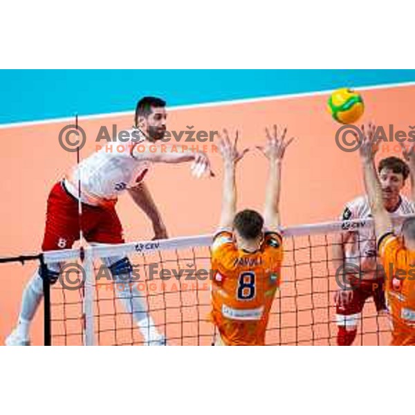 Petar Premovic of Dinamo Bucuresti in action during CEV Men\'s Champions League 2026 Early Stage volleyball match between ACH Volley (SLO) and Dinamo Bucuresti (ROM) in Tivoli Hall, Ljubljana, Slovenia on November 13, 2025. Photo: Filip Barbalic