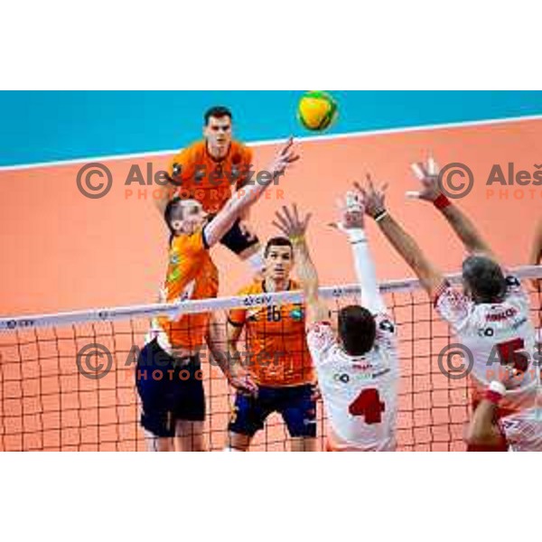 Toncek Stern of ACH Volley in action during CEV Men\'s Champions League 2026 Early Stage volleyball match between ACH Volley (SLO) and Dinamo Bucuresti (ROM) in Tivoli Hall, Ljubljana, Slovenia on November 13, 2025. Photo: Filip Barbalic