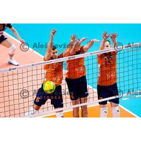 Gregor Ropret of ACH Volley in action during CEV Men\'s Champions League 2026 Early Stage volleyball match between ACH Volley (SLO) and Dinamo Bucuresti (ROM) in Tivoli Hall, Ljubljana, Slovenia on November 13, 2025. Photo: Filip Barbalic