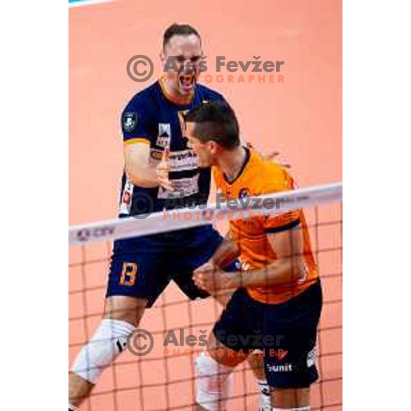 Jani Kovacic of ACH Volley in action during CEV Men\'s Champions League 2026 Early Stage volleyball match between ACH Volley (SLO) and Dinamo Bucuresti (ROM) in Tivoli Hall, Ljubljana, Slovenia on November 13, 2025. Photo: Filip Barbalic