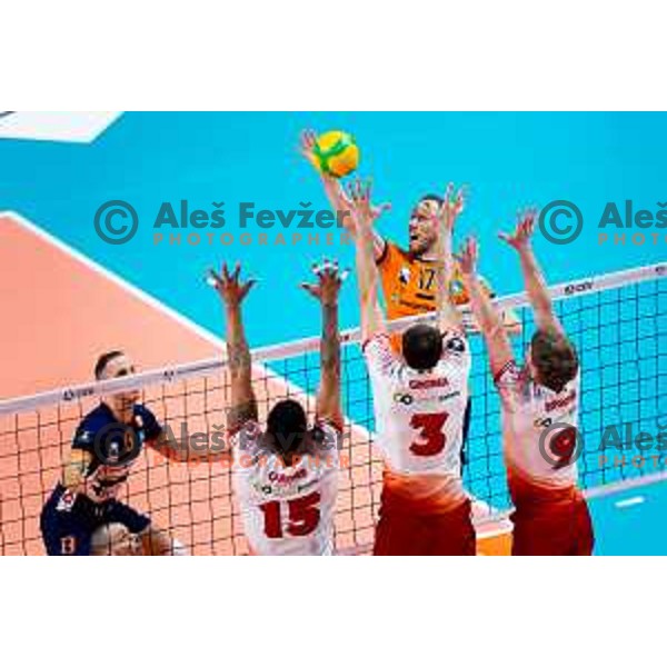 Tine Urnaut of ACH Volley in action during CEV Men\'s Champions League 2026 Early Stage volleyball match between ACH Volley (SLO) and Dinamo Bucuresti (ROM) in Tivoli Hall, Ljubljana, Slovenia on November 13, 2025. Photo: Filip Barbalic