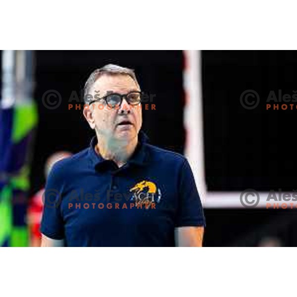 Head coach of ACH Volley, Igor Kolakovic in action during CEV Men\'s Champions League 2026 Early Stage volleyball match between ACH Volley (SLO) and Dinamo Bucuresti (ROM) in Tivoli Hall, Ljubljana, Slovenia on November 13, 2025. Photo: Filip Barbalic
