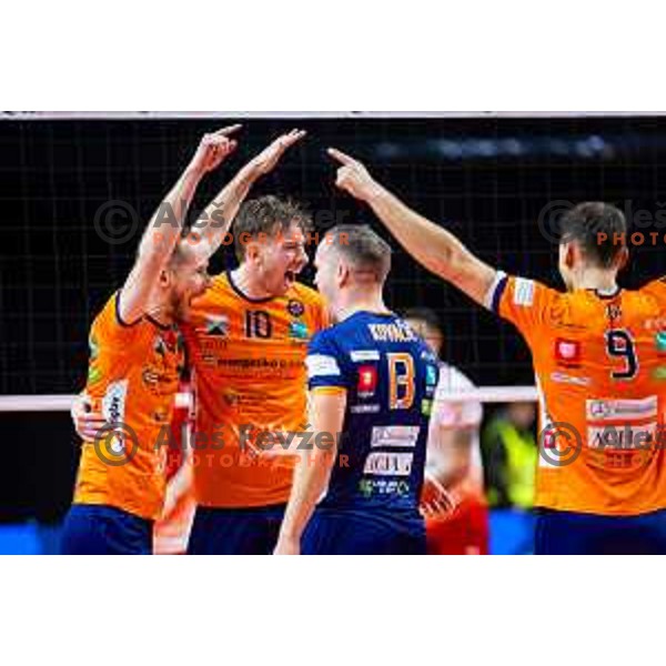 Janz Janez Krzic of ACH Volley in action during CEV Men\'s Champions League 2026 Early Stage volleyball match between ACH Volley (SLO) and Dinamo Bucuresti (ROM) in Tivoli Hall, Ljubljana, Slovenia on November 13, 2025. Photo: Filip Barbalic