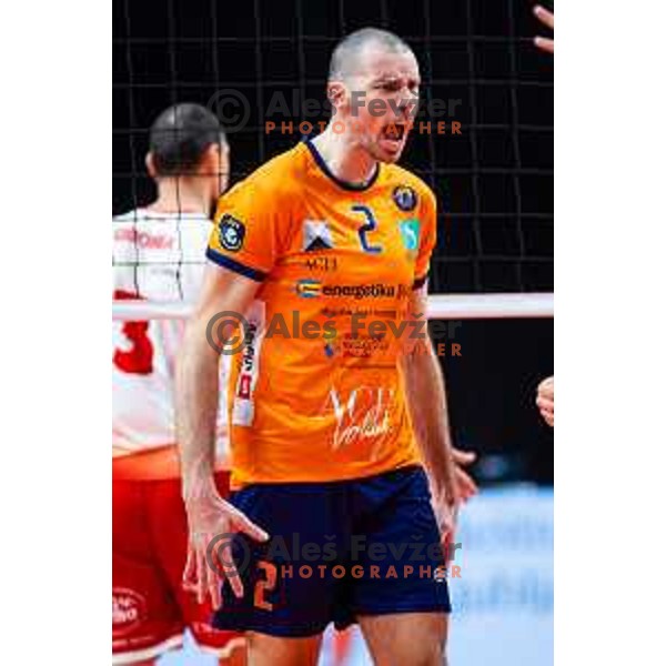 Alen Pajenk of ACH Volley in action during CEV Men\'s Champions League 2026 Early Stage volleyball match between ACH Volley (SLO) and Dinamo Bucuresti (ROM) in Tivoli Hall, Ljubljana, Slovenia on November 13, 2025. Photo: Filip Barbalic