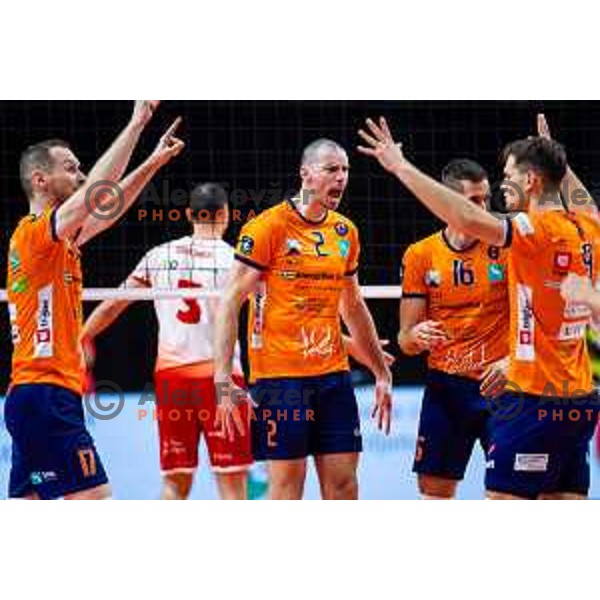 Alen Pajenk of ACH Volley in action during CEV Men\'s Champions League 2026 Early Stage volleyball match between ACH Volley (SLO) and Dinamo Bucuresti (ROM) in Tivoli Hall, Ljubljana, Slovenia on November 13, 2025. Photo: Filip Barbalic