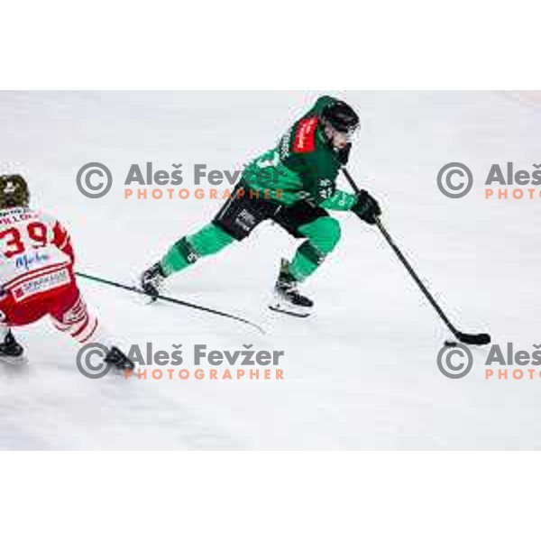 Lovro Kumanovic of SZ Olimpija in action during IceHL 2025/2026 ice-hockey match between SZ Olimpija and Sudtirol Alperia in Tivoli Hall, Ljubljana, Slovenia on November 14, 2025