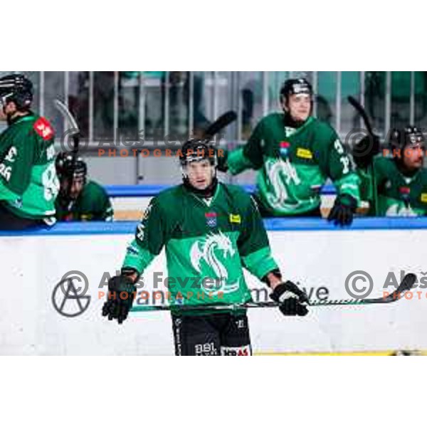 Blaz Gregorc of SZ Olimpija in action during IceHL 2025/2026 ice-hockey match between SZ Olimpija and Sudtirol Alperia in Tivoli Hall, Ljubljana, Slovenia on November 14, 2025