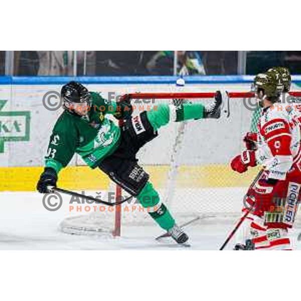 Nicolai Meyer of SZ Olimpija in action during IceHL 2025/2026 ice-hockey match between SZ Olimpija and Sudtirol Alperia in Tivoli Hall, Ljubljana, Slovenia on November 14, 2025
