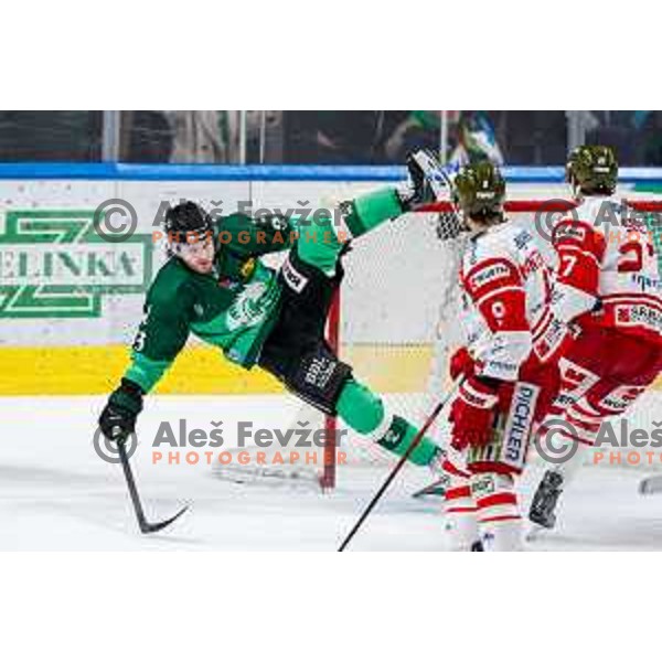 Nicolai Meyer of SZ Olimpija in action during IceHL 2025/2026 ice-hockey match between SZ Olimpija and Sudtirol Alperia in Tivoli Hall, Ljubljana, Slovenia on November 14, 2025