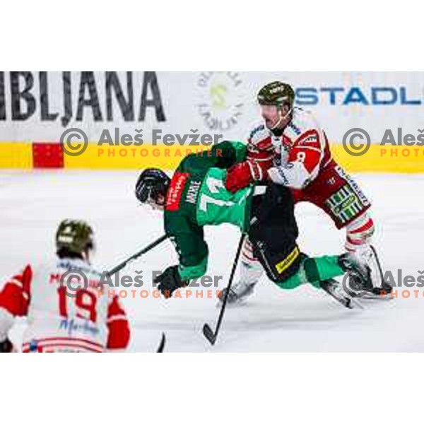 Ziga Mehle of SZ Olimpija in action during IceHL 2025/2026 ice-hockey match between SZ Olimpija and Sudtirol Alperia in Tivoli Hall, Ljubljana, Slovenia on November 14, 2025