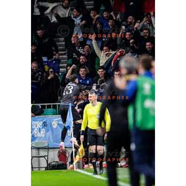 Players of Kosovo celebrate a goal during FIFA World Cup 2026 European Qualifiers match between Slovenia and Kosovo in SRC Stozice, Ljubljana, Slovenia on Noivember 15, 2025