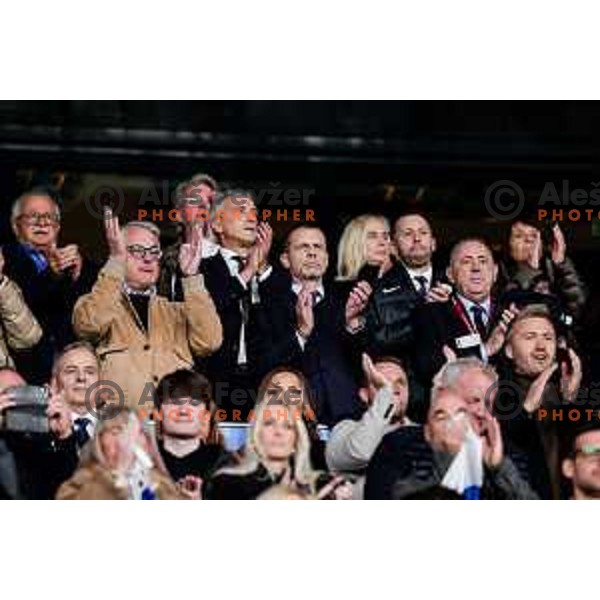 Matjaz Han, Aleksander Ceferin during FIFA World Cup 2026 European Qualifiers match between Slovenia and Kosovo in SRC Stozice, Ljubljana, Slovenia on Noivember 15, 2025