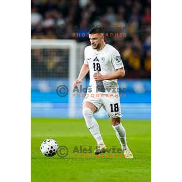 Zan Vipotnik in action during FIFA World Cup 2026 European Qualifiers match between Slovenia and Kosovo in SRC Stozice, Ljubljana, Slovenia on November 15, 2025