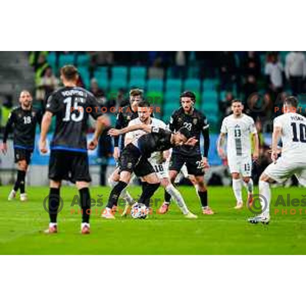 Zan Vipotnik in action during FIFA World Cup 2026 European Qualifiers match between Slovenia and Kosovo in SRC Stozice, Ljubljana, Slovenia on November 15, 2025