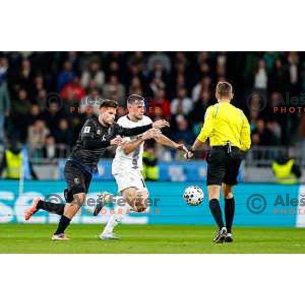 Timi Max Elsnik in action during FIFA World Cup 2026 European Qualifiers match between Slovenia and Kosovo in SRC Stozice, Ljubljana, Slovenia on November 15, 2025