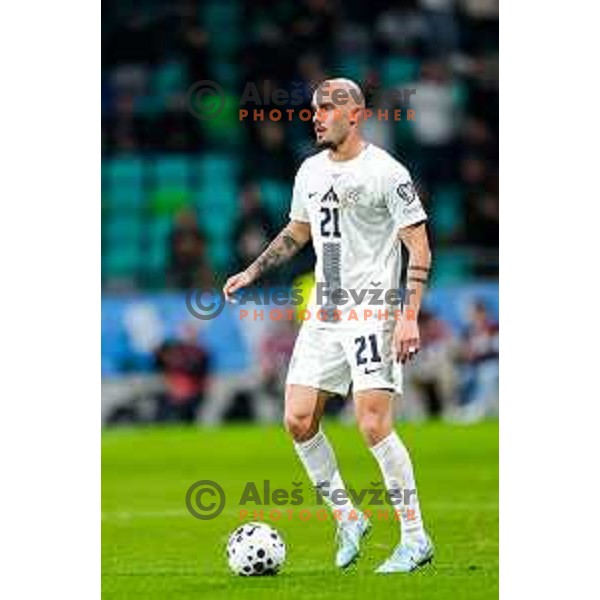Vanja Drkusic in action during FIFA World Cup 2026 European Qualifiers match between Slovenia and Kosovo in SRC Stozice, Ljubljana, Slovenia on Noivember 15, 2025