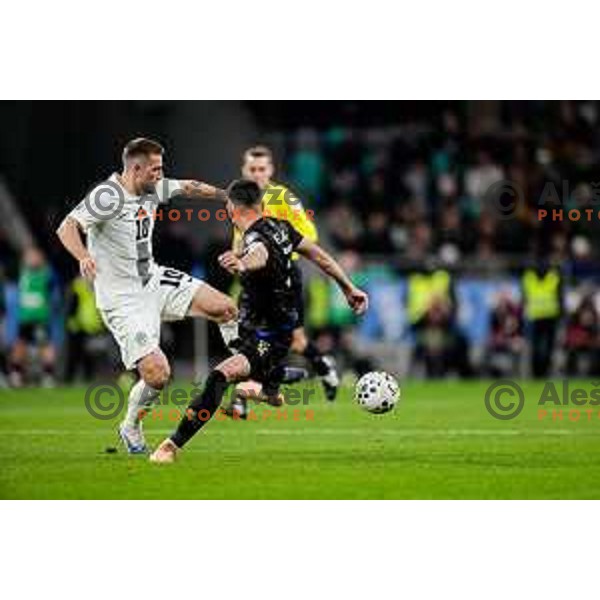 Timi Max Elsnik in action during FIFA World Cup 2026 European Qualifiers match between Slovenia and Kosovo in SRC Stozice, Ljubljana, Slovenia on November 15, 2025
