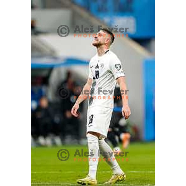 Zan Vipotnik in action during FIFA World Cup 2026 European Qualifiers match between Slovenia and Kosovo in SRC Stozice, Ljubljana, Slovenia on November 15, 2025
