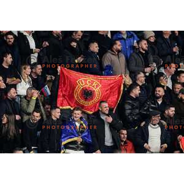 Kosovo fans celebrate victory at FIFA World Cup 2026 European Qualifiers match between Slovenia and Kosovo in SRC Stozice, Ljubljana, Slovenia on November 15, 2025
