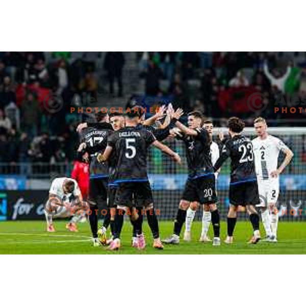 Players of Kosovo celebrate victory at FIFA World Cup 2026 European Qualifiers match between Slovenia and Kosovo in SRC Stozice, Ljubljana, Slovenia on November 15, 2025