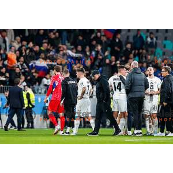 Jan Oblak, Benjamin Verbic, Matjaz Kek during FIFA World Cup 2026 European Qualifiers match between Slovenia and Kosovo in SRC Stozice, Ljubljana, Slovenia on Noivember 15, 2025