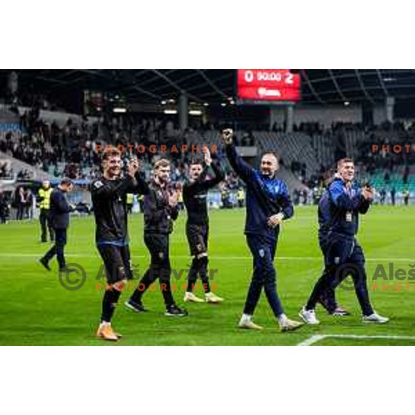 Players of Kosovo celebrate victory at FIFA World Cup 2026 European Qualifiers match between Slovenia and Kosovo in SRC Stozice, Ljubljana, Slovenia on November 15, 2025