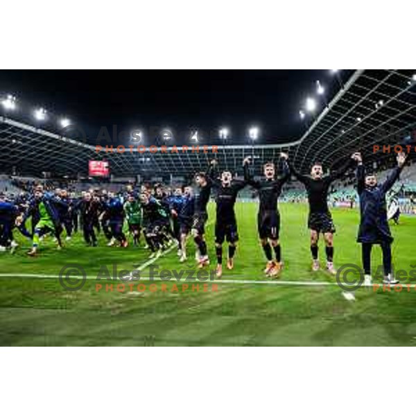 Players of Kosovo celebrate victory at FIFA World Cup 2026 European Qualifiers match between Slovenia and Kosovo in SRC Stozice, Ljubljana, Slovenia on November 15, 2025