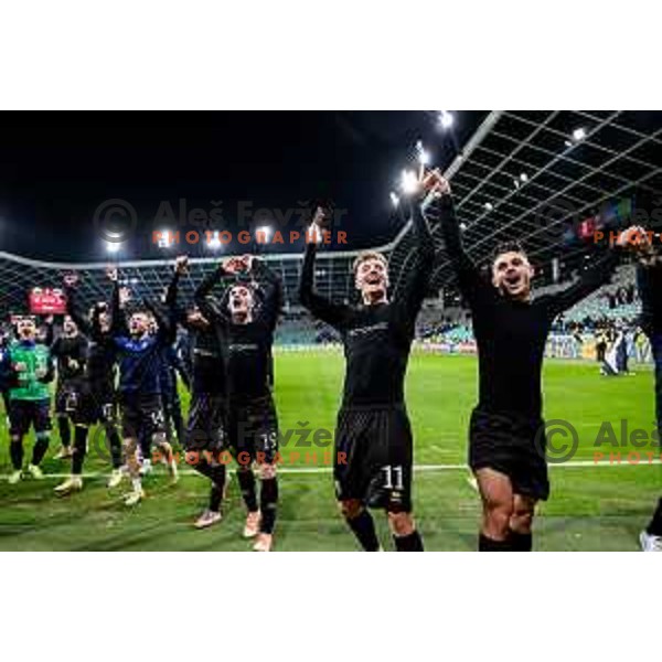 Players of Kosovo celebrate victory at FIFA World Cup 2026 European Qualifiers match between Slovenia and Kosovo in SRC Stozice, Ljubljana, Slovenia on November 15, 2025