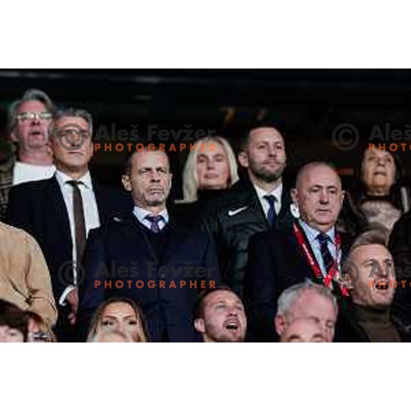 Aleksander Ceferin and Radenko Mijatovic during FIFA World Cup 2026 European Qualifiers match between Slovenia and Kosovo in SRC Stozice, Ljubljana, Slovenia on November 15, 2025