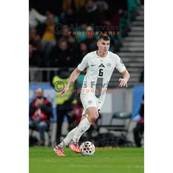 Jaka Bijol in action during FIFA World Cup 2026 European Qualifiers match between Slovenia and Kosovo in SRC Stozice, Ljubljana, Slovenia on Noivember 15, 2025