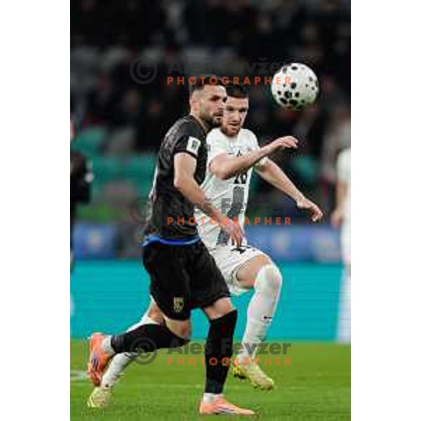 Zan Vipotnik in action during FIFA World Cup 2026 European Qualifiers match between Slovenia and Kosovo in SRC Stozice, Ljubljana, Slovenia on November 15, 2025