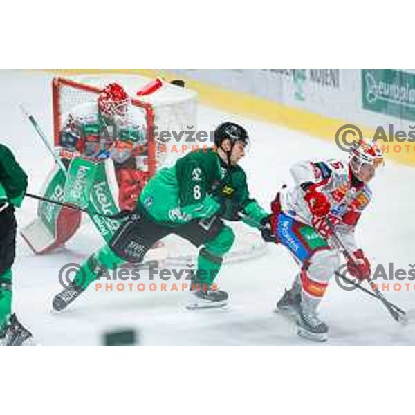 Marcel Mahkovec of SZ Olimpija in action during IceHL 2025/2026 ice-hockey match between SZ Olimpija and KAC in Tivoli Hall, Ljubljana, Slovenia on November 16, 2025