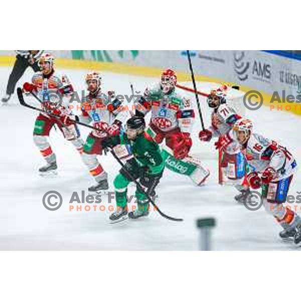 Nicolai Meyer of SZ Olimpija in action during IceHL 2025/2026 ice-hockey match between SZ Olimpija and KAC in Tivoli Hall, Ljubljana, Slovenia on November 16, 2025