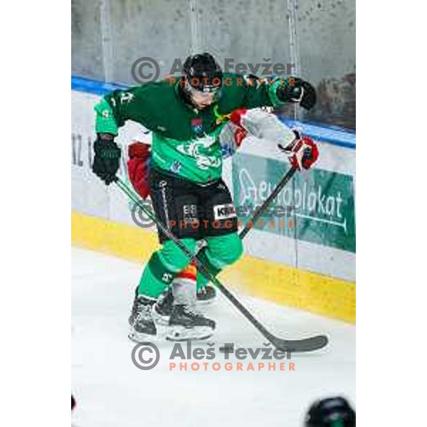 Robert Sabolic of SZ Olimpija in action during IceHL 2025/2026 ice-hockey match between SZ Olimpija and KAC in Tivoli Hall, Ljubljana, Slovenia on November 16, 2025