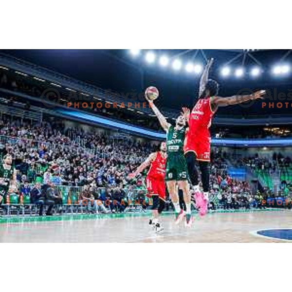 in action during AdmiralBet ABA League 2025/2026 basketball match between Cedevita Olimpija (SLO) and Crvena Zvezda (SRB) in SRC Stozice, Ljubljana, Slovenia on November 17, 2025.