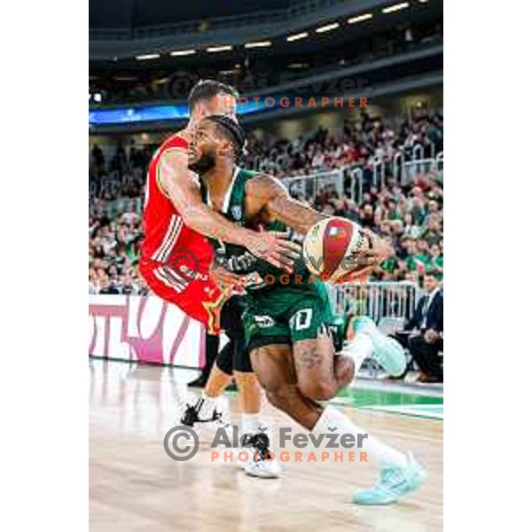 in action during AdmiralBet ABA League 2025/2026 basketball match between Cedevita Olimpija (SLO) and Crvena Zvezda (SRB) in SRC Stozice, Ljubljana, Slovenia on November 17, 2025.