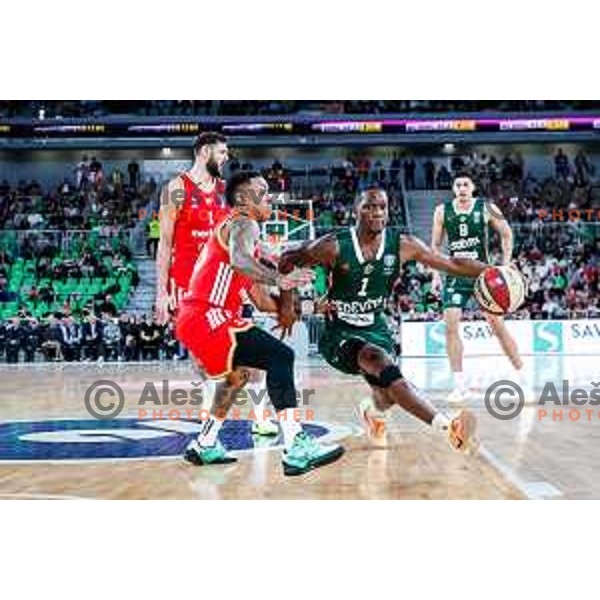 in action during AdmiralBet ABA League 2025/2026 basketball match between Cedevita Olimpija (SLO) and Crvena Zvezda (SRB) in SRC Stozice, Ljubljana, Slovenia on November 17, 2025.