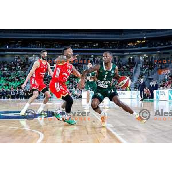 in action during AdmiralBet ABA League 2025/2026 basketball match between Cedevita Olimpija (SLO) and Crvena Zvezda (SRB) in SRC Stozice, Ljubljana, Slovenia on November 17, 2025.