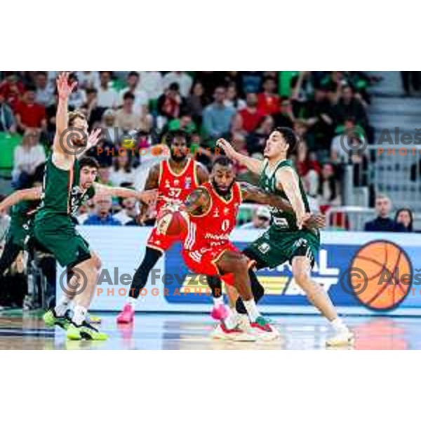 in action during AdmiralBet ABA League 2025/2026 basketball match between Cedevita Olimpija (SLO) and Crvena Zvezda (SRB) in SRC Stozice, Ljubljana, Slovenia on November 17, 2025.