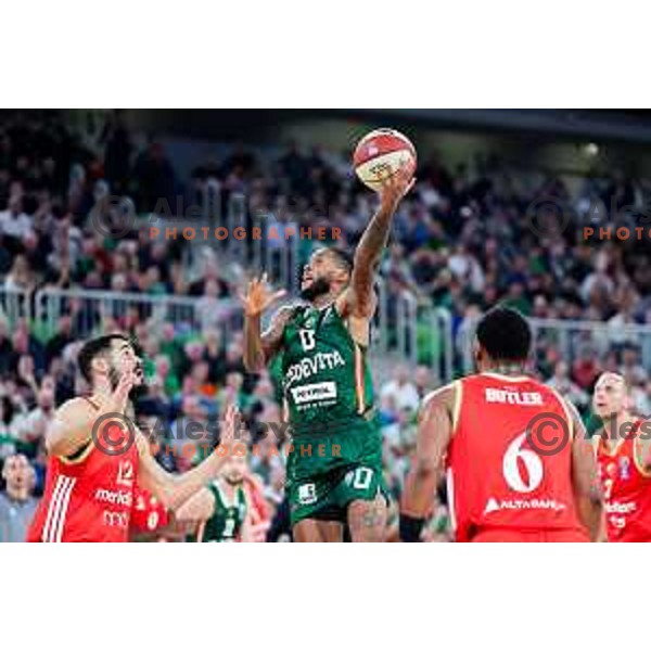 in action during AdmiralBet ABA League 2025/2026 basketball match between Cedevita Olimpija (SLO) and Crvena Zvezda (SRB) in SRC Stozice, Ljubljana, Slovenia on November 17, 2025. Photo: Filip Barbalic